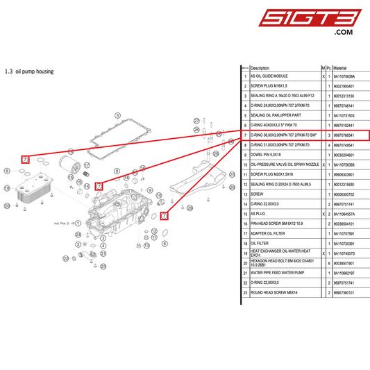 O-RING 36,00X3,00NPN 707 2/FKM-70 SW* - 99970766541 [PORSCHE 911 GT3 R Type 991 (GEN 2)]