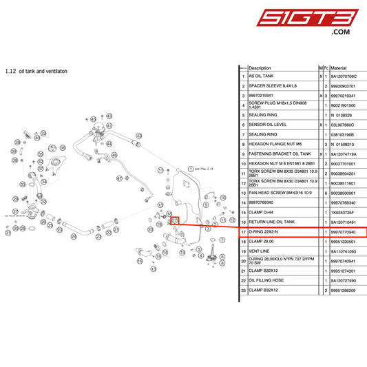 O-RING 22X2-N - 99970770940 [PORSCHE 911 GT3 Cup Type 991 (GEN 2)]