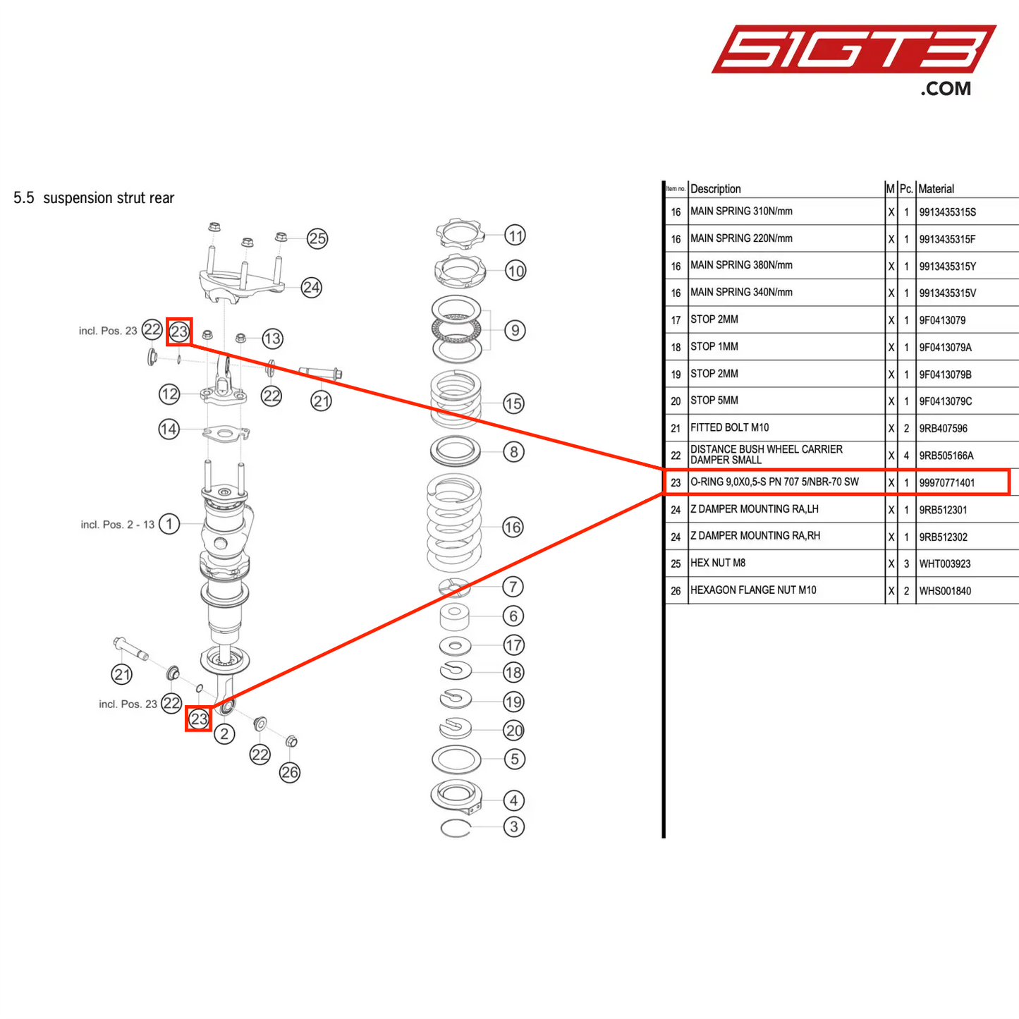 O-RING 9,0X0,5-S PN 707 5/NBR-70 SW - 99970771401 [PORSCHE 992.1 GT3 R]