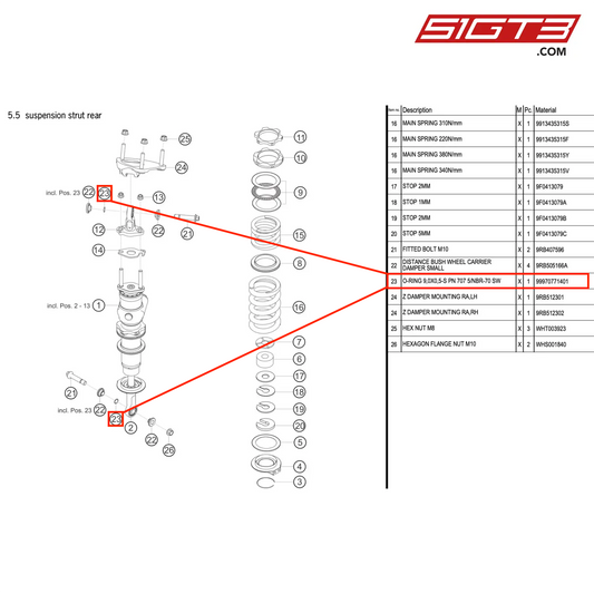 O-RING 9,0X0,5-S PN 707 5/NBR-70 SW - 99970771401 [PORSCHE 992.1 GT3 R]