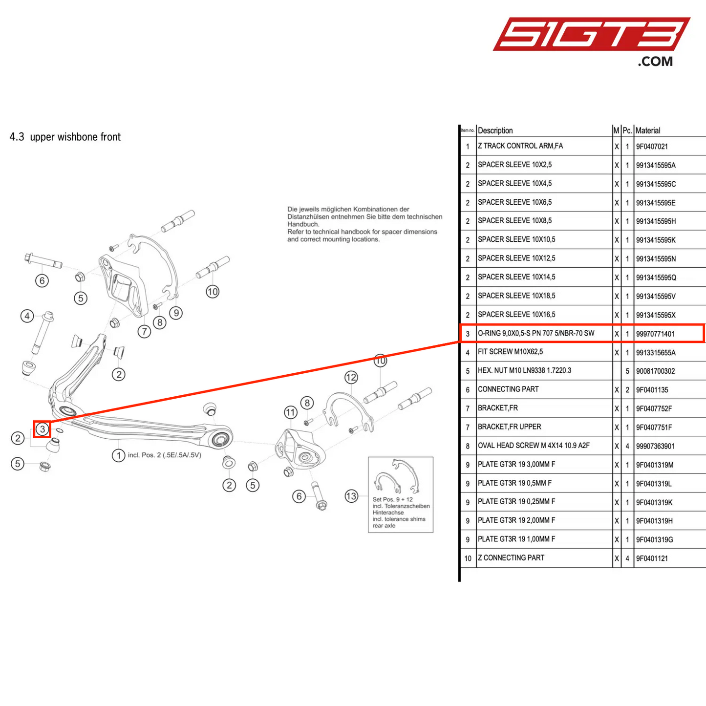 O-RING 9,0X0,5-S PN 707 5/NBR-70 SW - 99970771401 [PORSCHE 911 GT3 R Type 991 (GEN 2)]