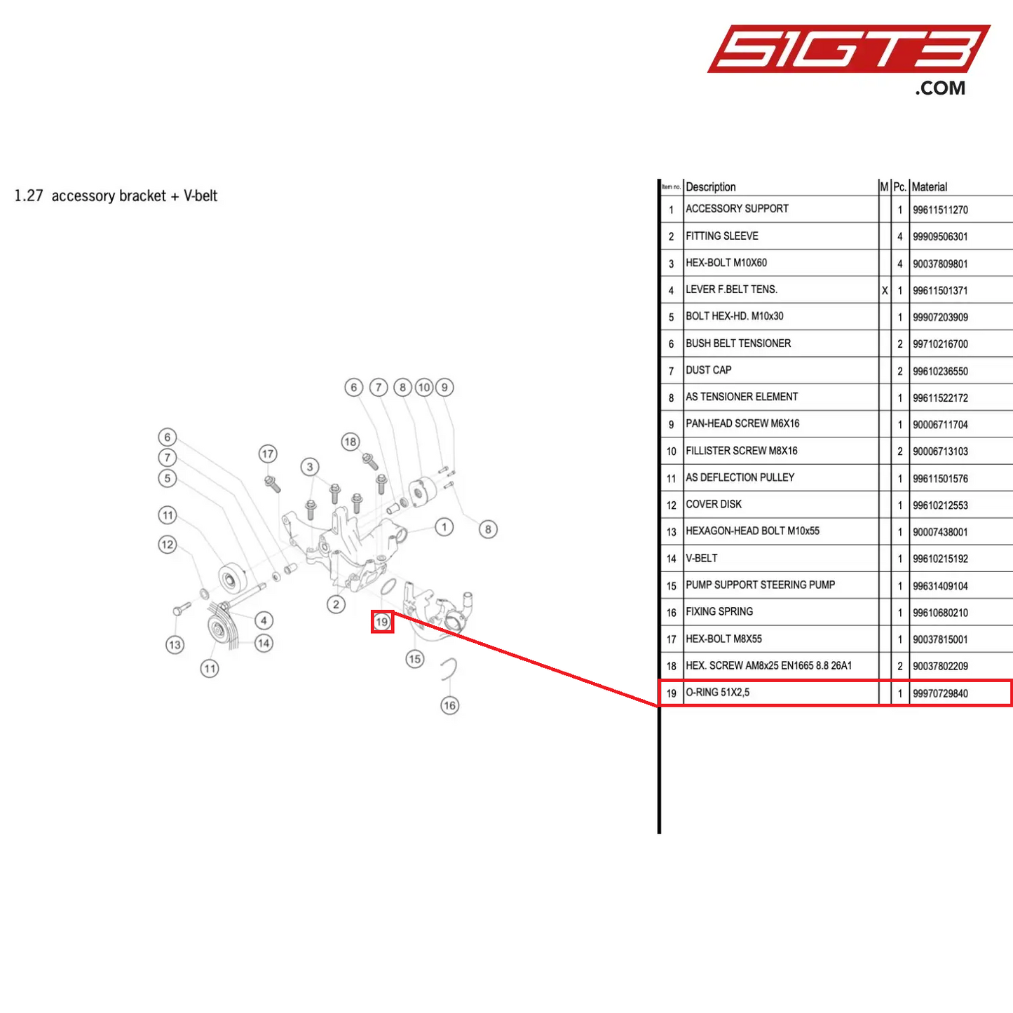 O-RING 51X2,5 - 99970729840 [PORSCHE 996 GT3 Cup]