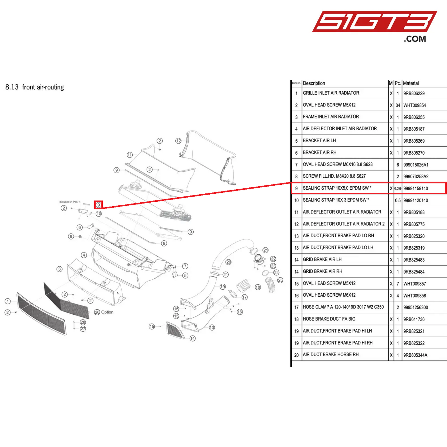 SEALING STRAP 10X5,0 EPDM SW * - 99991159140 [PORSCHE 992.1 GT3 R]