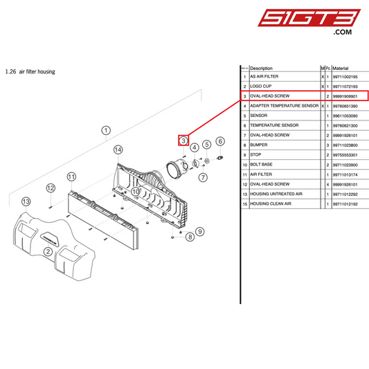 OVAL-HEAD SCREW - 99991909901 [PORSCHE 997.2 GT3 Cup]