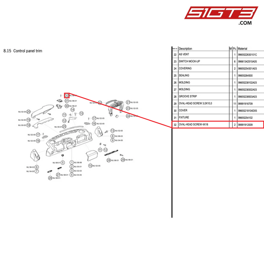 OVAL-HEAD SCREW 4X18 - 99991912009 [PORSCHE 996 GT3 Cup]