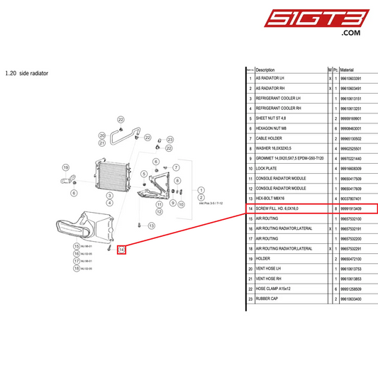 SCREW FILL. HD. 6,0X16,0 - 99991913409 [PORSCHE 996 GT3 Cup]