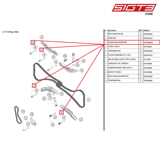VITOLO A TESTA DI FORO M6 - 9A700836500 [PORSCHE 992.1 GT3 Cup]