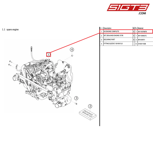 AS ENGINE COMPLETE - 9A11007867B [PORSCHE 911 GT3 R Type 991 (GEN 2)]