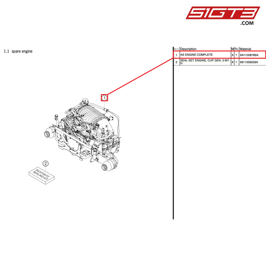 AS ENGINE COMPLETE - 9A11008789A [PORSCHE 991.2 GT3 Cup]