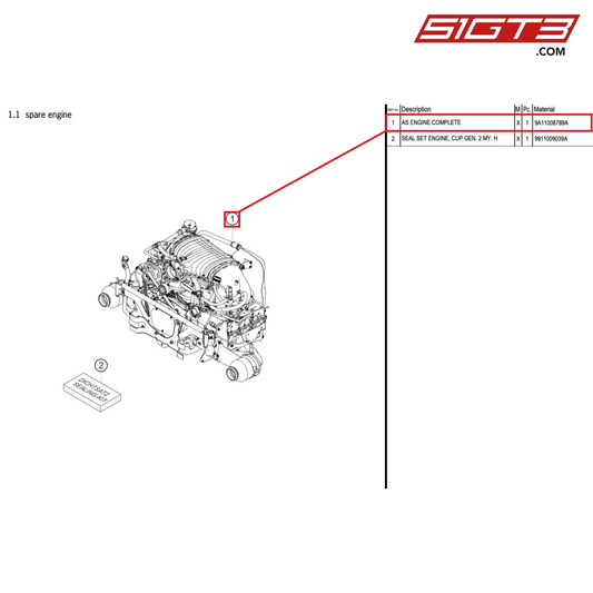 AS ENGINE COMPLETE - 9A11008789A [PORSCHE 991.1 GT3 Cup (2017)]