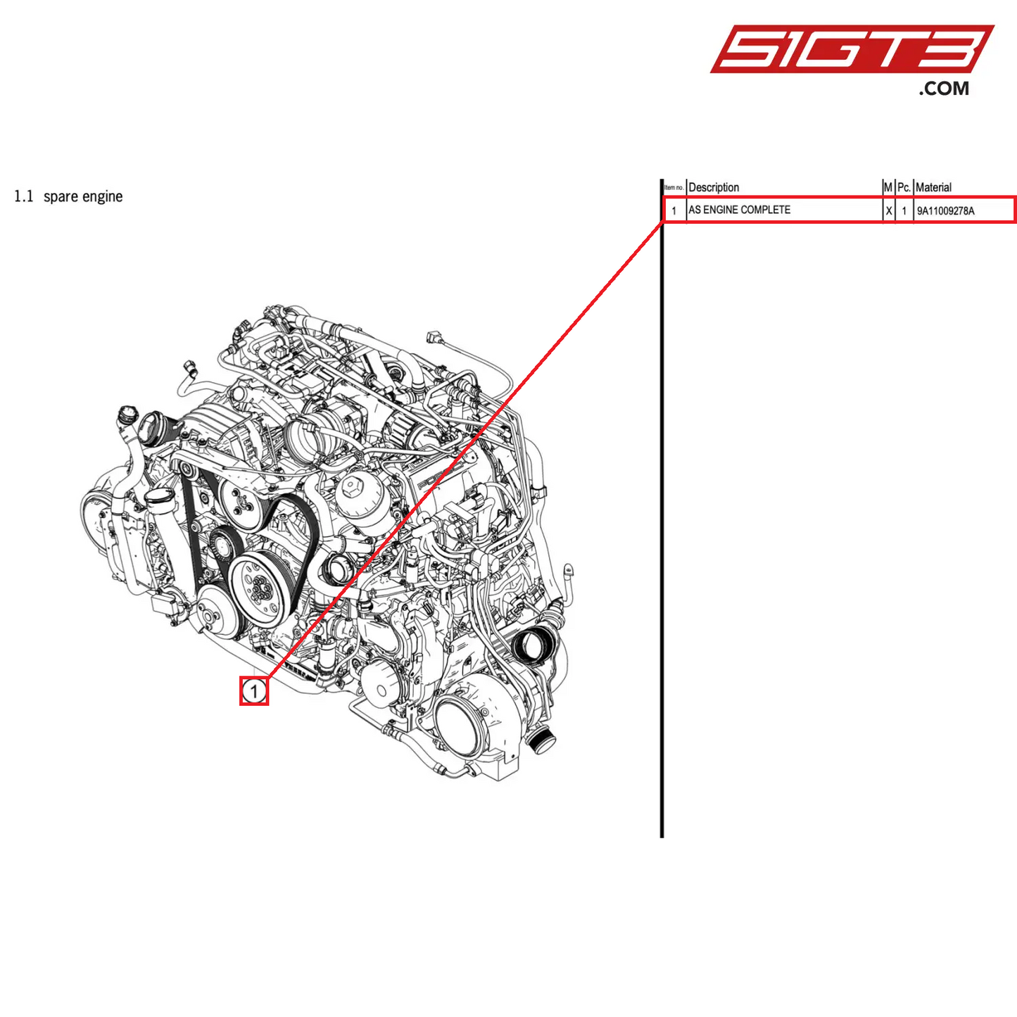 AS ENGINE COMPLETE - 9A11009278A [PORSCHE 911 GT2 RS Clubsport]