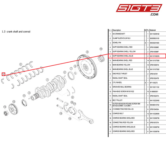 SUPP.BEARING SHELL BLUE - 9A110105205 [PORSCHE 991.1 GT3 Cup (2017)]