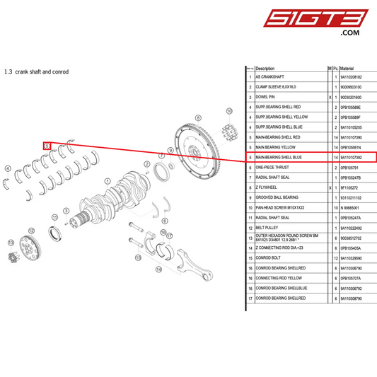 MAIN-BEARING SHELL BLUE - 9A110107392 [PORSCHE 991.1 GT3 Cup (2017)]