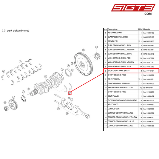 STOP DISK CRANK SHAFT - 9A110113191 [PORSCHE 991.2 GT3 Cup]