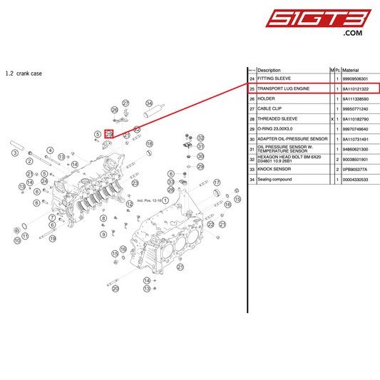 TRANSPORT LUG ENGINE - 9A110121322 [PORSCHE 991.2 GT3 Cup]