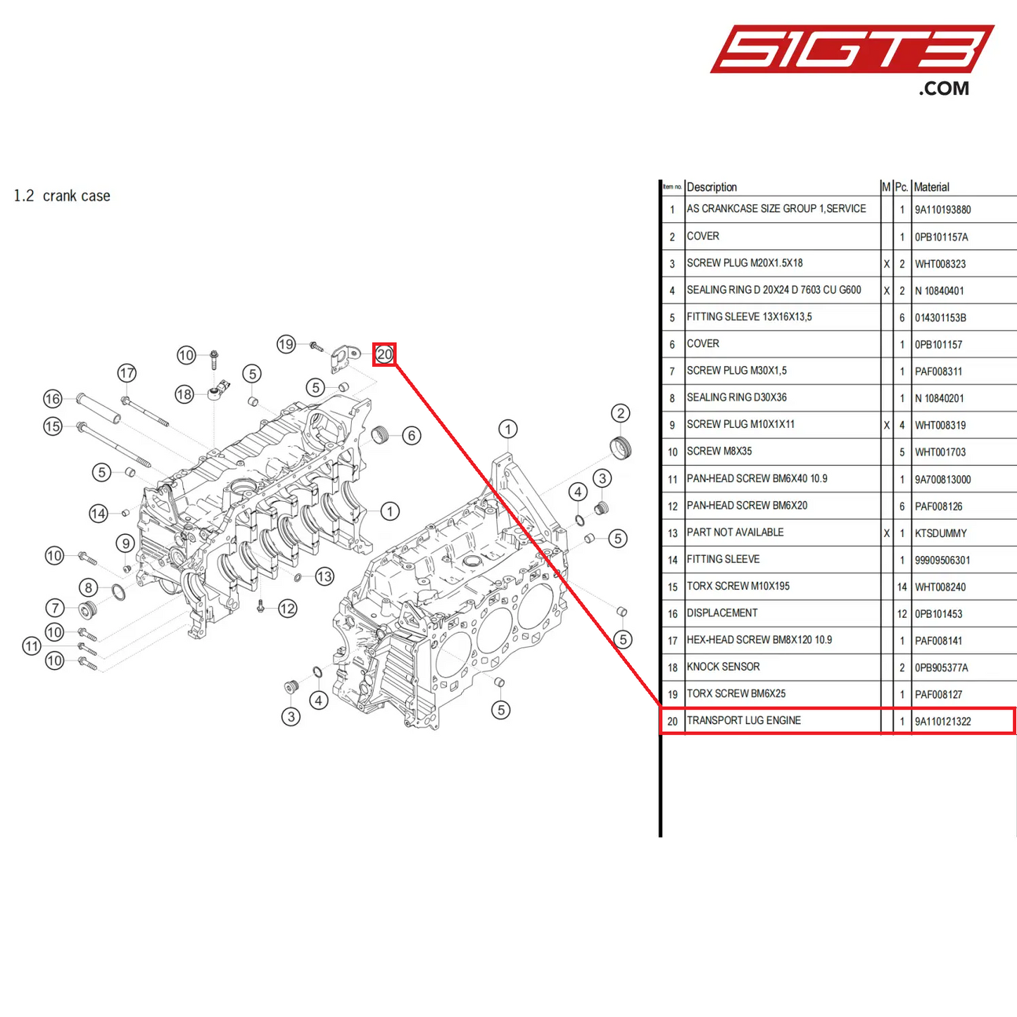 TRANSPORT LUG ENGINE - 9A110121322 [PORSCHE 718 Cayman GT4 Clubsport]