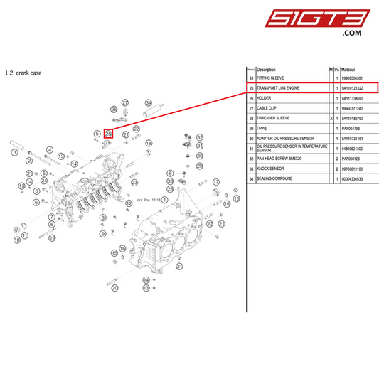 TRANSPORT LUG ENGINE - 9A110121322 [PORSCHE 991.1 GT3 Cup (2017)]