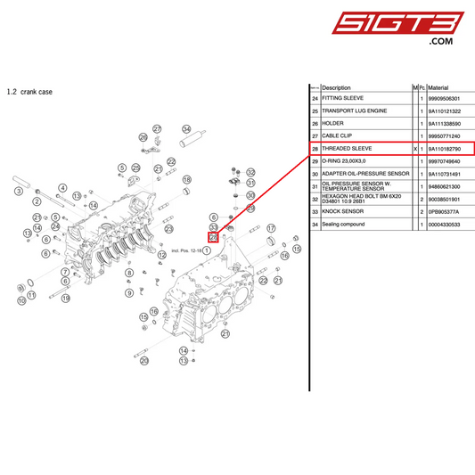 THREADED SLEEVE - 9A110182790 [PORSCHE 991.2 GT3 Cup]