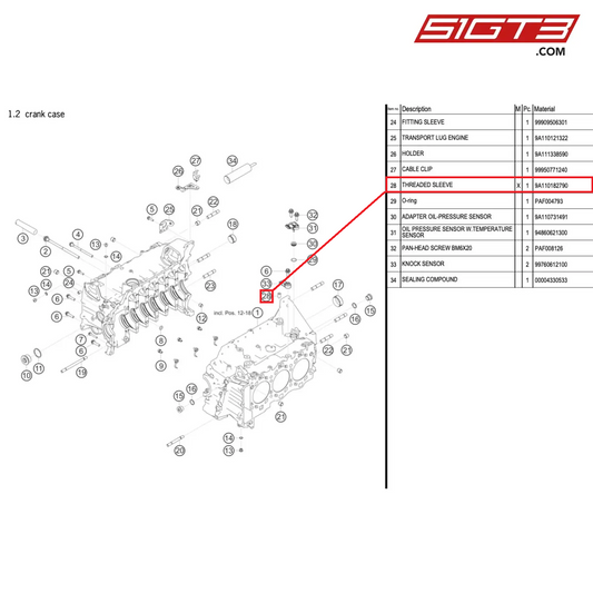 THREADED SLEEVE - 9A110182790 [PORSCHE 991.1 GT3 Cup (2017)]