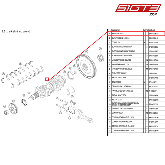 AS CRANKSHAFT - 9A110208182 [PORSCHE 991.1 GT3 Cup (2017)]