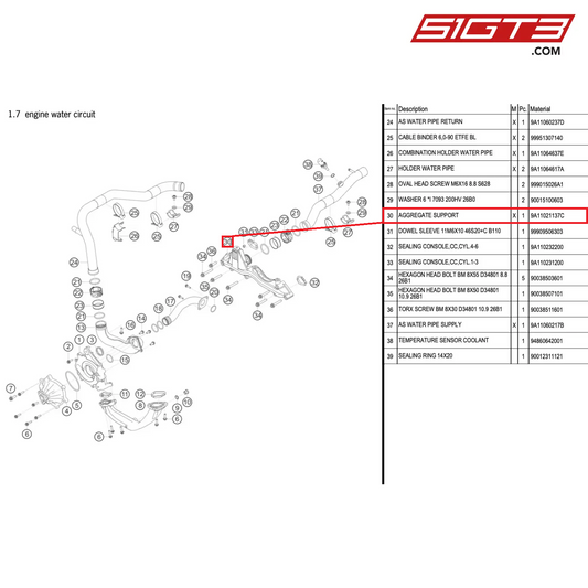 AGGREGATE SUPPORT - 9A11021137C [PORSCHE 911 GT3 R Type 991 (GEN 2)]