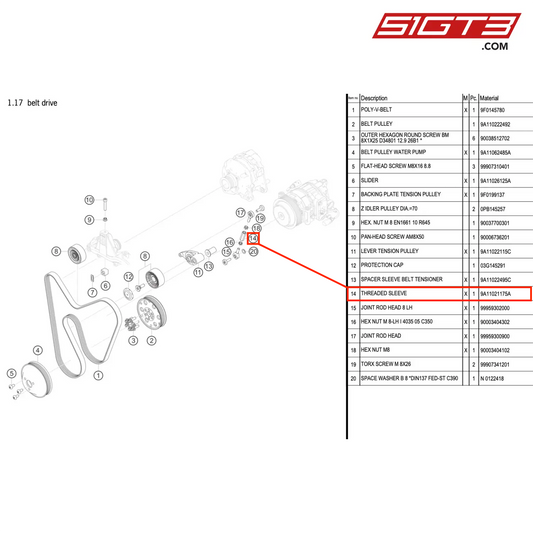 THREADED SLEEVE - 9A11021175A [PORSCHE 911 GT3 R Type 991 (GEN 2)]