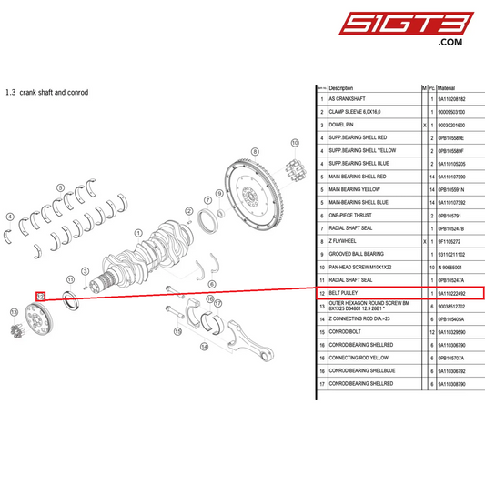 BELT PULLEY - 9A110222492 [PORSCHE 991.1 GT3 Cup (2017)]