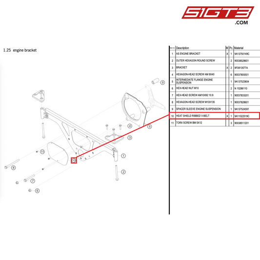 HEAT SHIELD RIBBED V-BELT - 9A11022519C [PORSCHE 991.1 GT3 Cup (2017)]