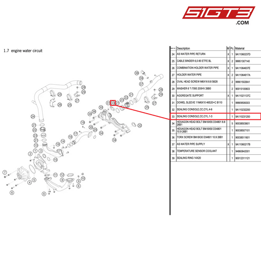 SEALING CONSOLE,CC,CYL.1-3 - 9A110231200 [PORSCHE 911 GT3 R Type 991 (GEN 2)]