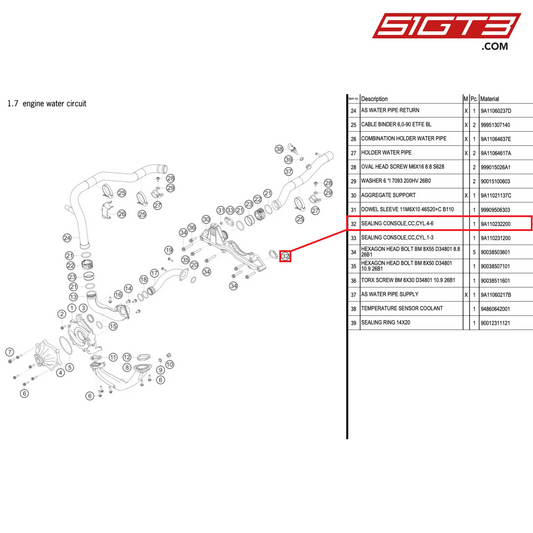 SEALING CONSOLE,CC,CYL.4-6 - 9A110232200 [PORSCHE 911 GT3 R Type 991 (GEN 2)]