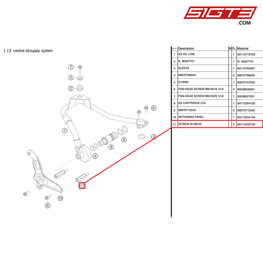 SCREW-IN NECK - 9A110233190 [PORSCHE 991.2 GT3 Cup]