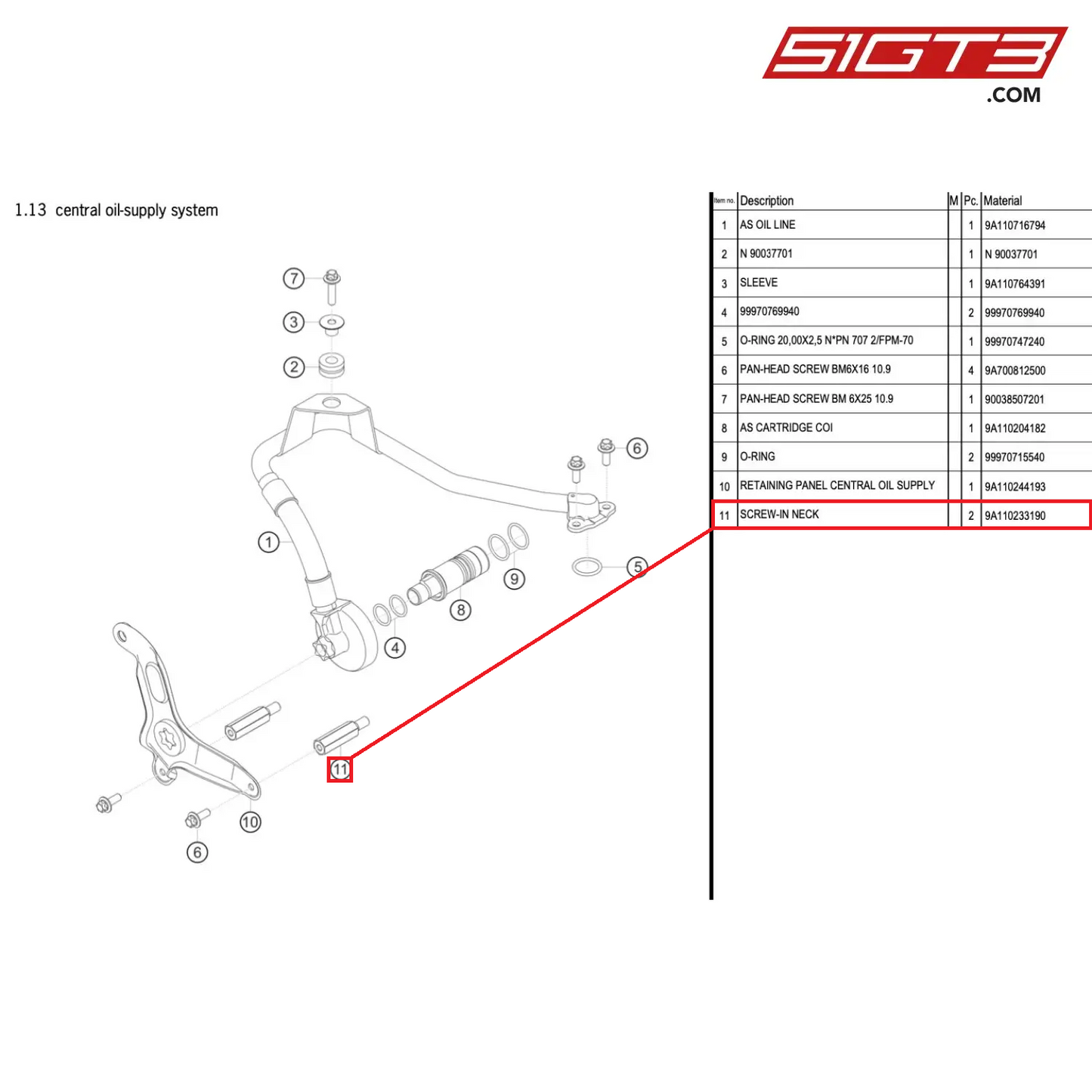 SCREW-IN NECK - 9A110233190 [PORSCHE 991.1 GT3 Cup (2017)]