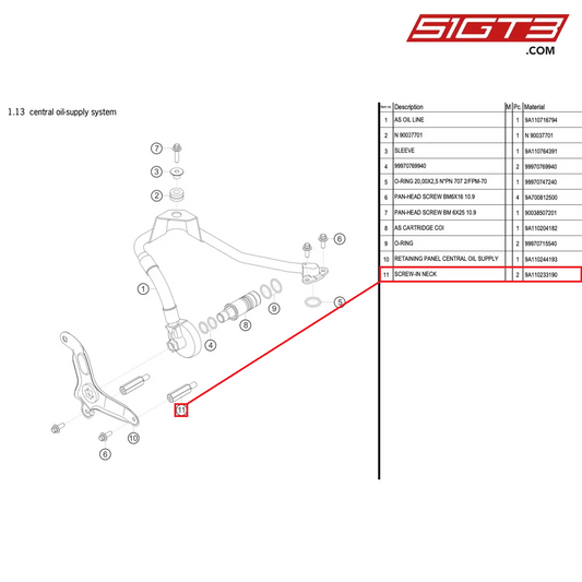 SCREW-IN NECK - 9A110233190 [PORSCHE 991.1 GT3 Cup (2017)]