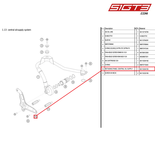 RETAINING PANEL CENTRAL OIL SUPPLY - 9A110244193 [PORSCHE 991.1 GT3 Cup (2017)]