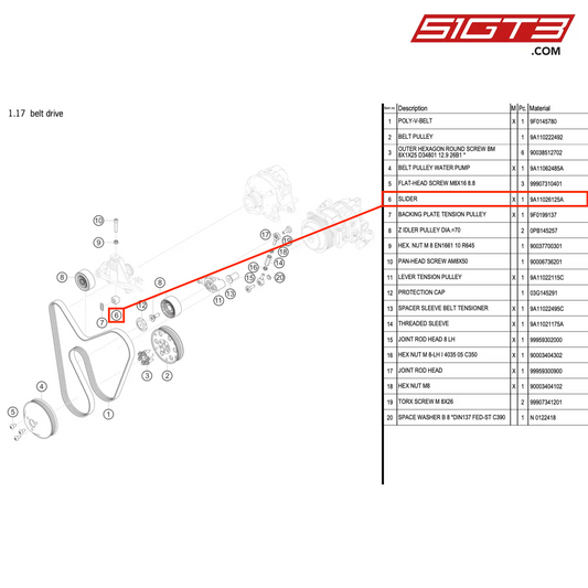 SLIDER - 9A11026125A [PORSCHE 911 GT3 R Type 991 (GEN 2)]