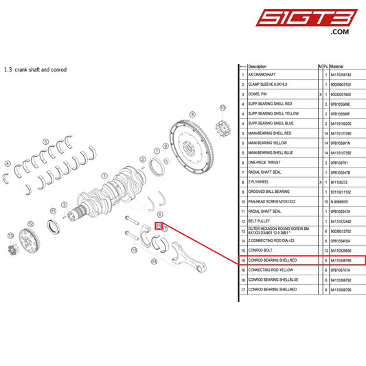 CONROD BEARING SHELLRED - 9A110306790 [PORSCHE 991.1 GT3 Cup (2017)]