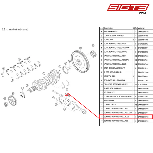 CONROD BEARING SHELLBLUE - 9A110306792 [PORSCHE 991.2 GT3 Cup]