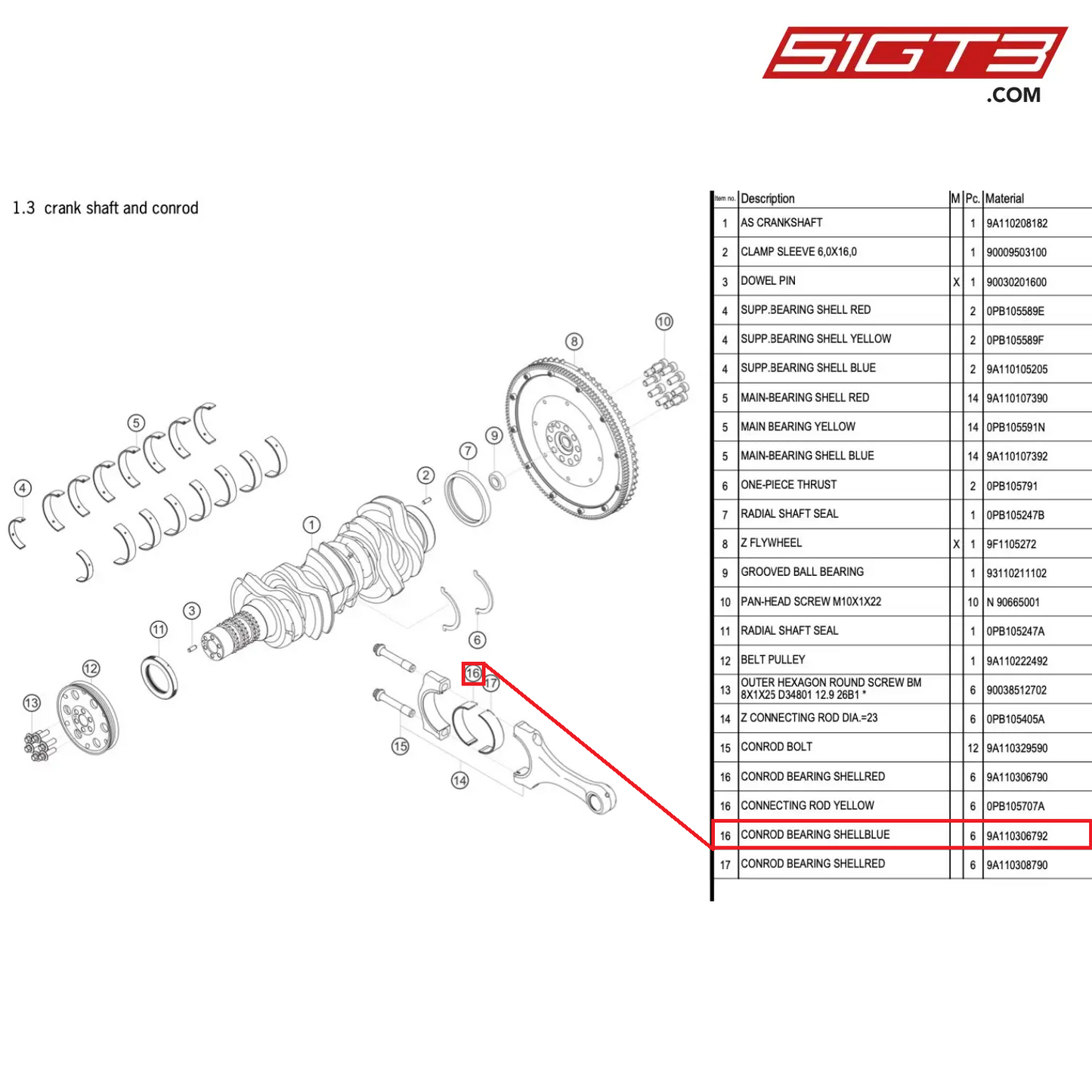 CONROD BEARING SHELLBLUE - 9A110306792 [PORSCHE 991.1 GT3 Cup (2017)]