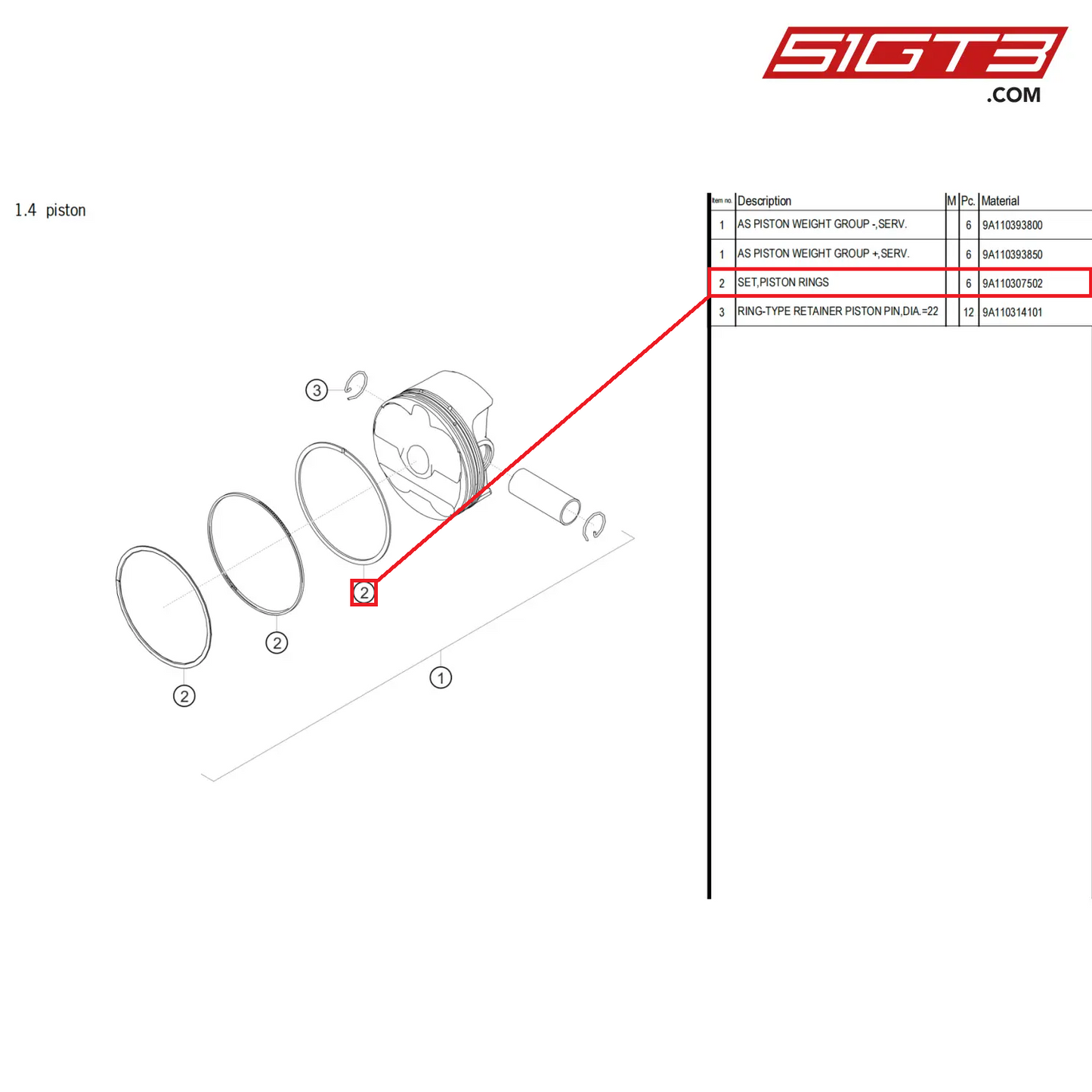 SET,PISTON RINGS - 9A110307502 [PORSCHE 718 Cayman GT4 Clubsport]