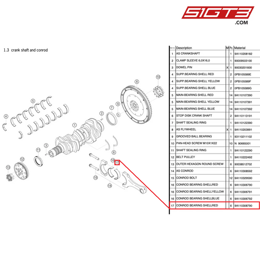 CONROD BEARING SHELLRED - 9A110308790 [PORSCHE 991.2 GT3 Cup]