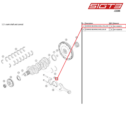 CONROD BEARING SHELLYELLOW - 9A110308791 [PORSCHE 991.2 GT3 Cup]