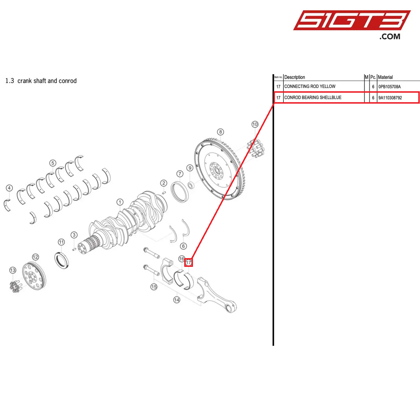 CONROD BEARING SHELLBLUE - 9A110308792 [PORSCHE 991.1 GT3 Cup (2017)]