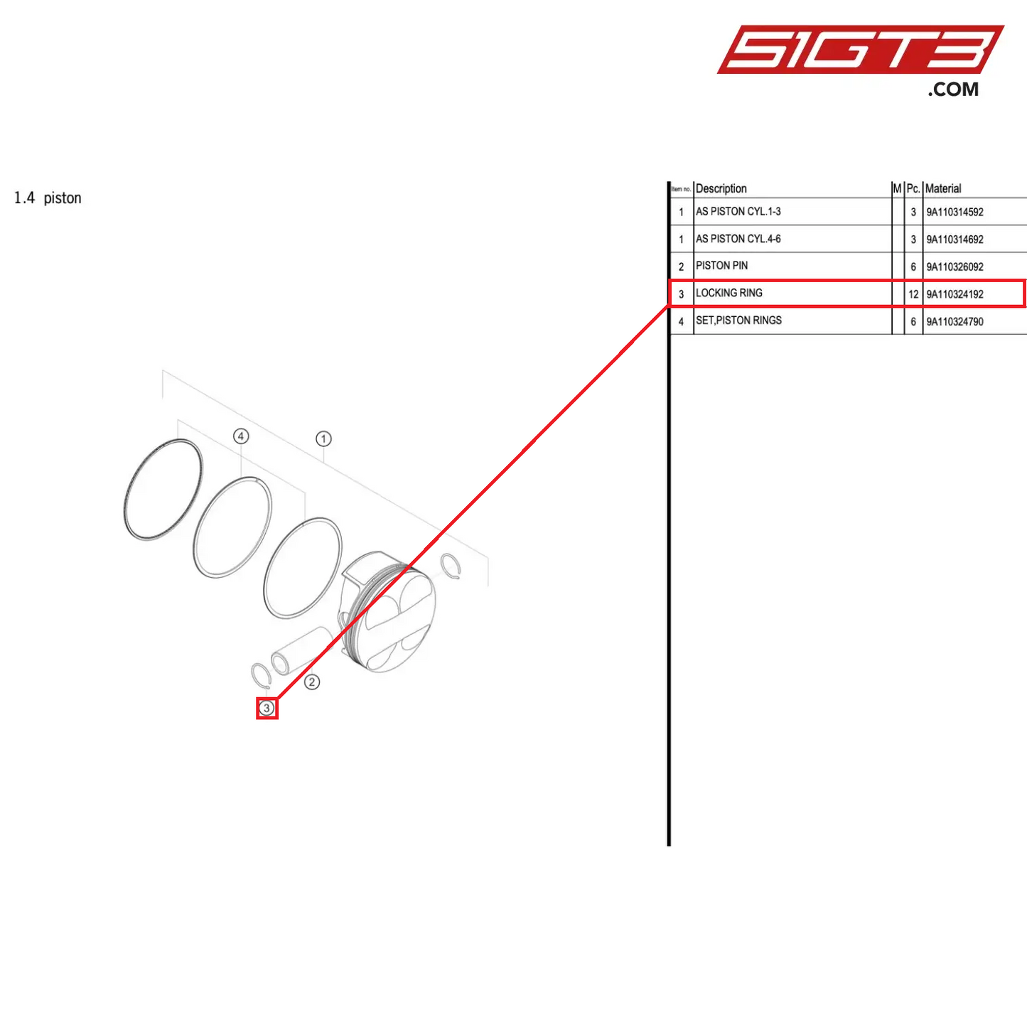 LOCKING RING - 9A110324192 [PORSCHE 991.1 GT3 Cup (2017)]