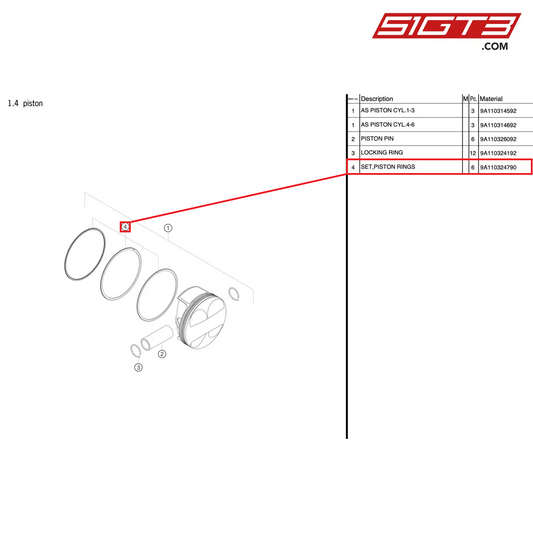 SET,PISTON RINGS - 9A110324790 [PORSCHE 991.2 GT3 Cup]