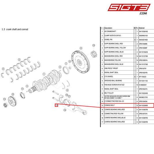 CONROD BOLT - 9A110329590 [PORSCHE 991.1 GT3 Cup (2017)]