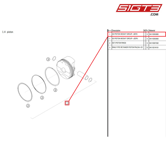 AS PISTON WEIGHT GROUP -,SERV. - 9A110393800 [PORSCHE 718 Cayman GT4 Clubsport]