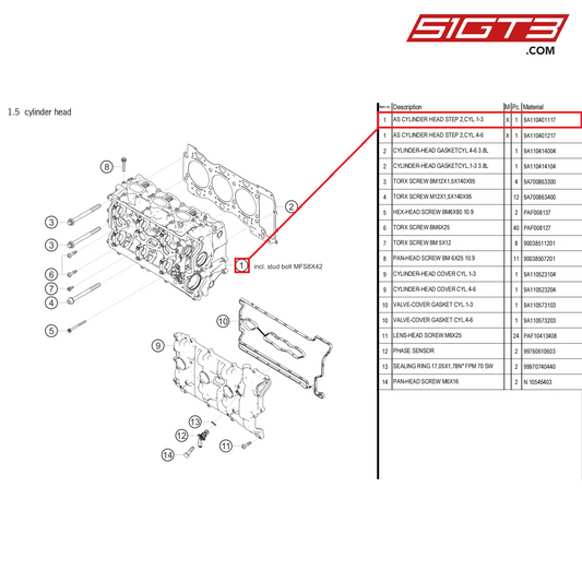 AS CYLINDER HEAD STEP 2,CYL.1-3 - 9A110401117 [PORSCHE 718 Cayman GT4 Clubsport]