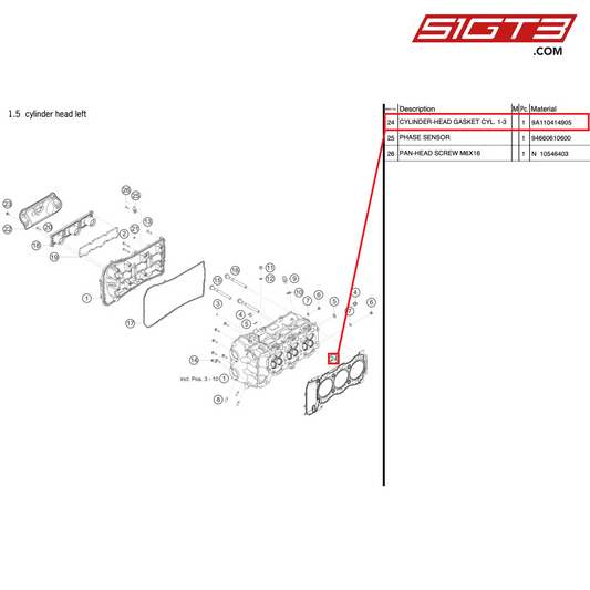 CYLINDER-HEAD GASKET CYL. 1-3 - 9A110414905 [PORSCHE 991.2 GT3 Cup]