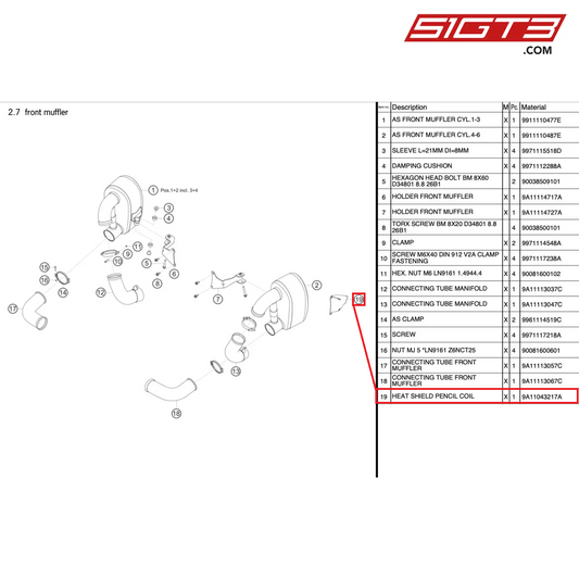 HEAT SHIELD PENCIL COIL - 9A11043217A [PORSCHE 991.1 GT3 R]