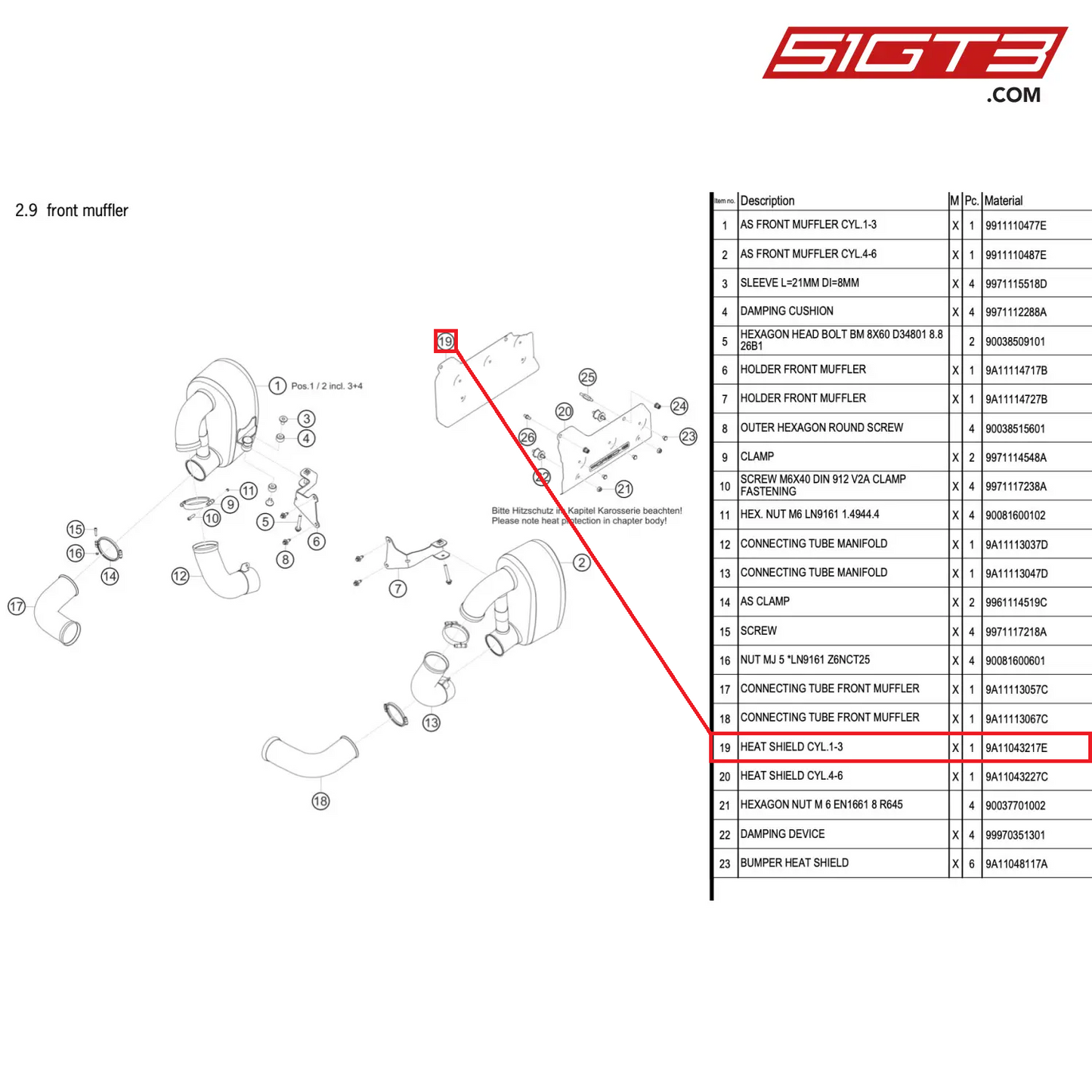 HEAT SHIELD CYL.1-3 - 9A11043217E [PORSCHE 911 GT3 R Type 991 (GEN 2)]